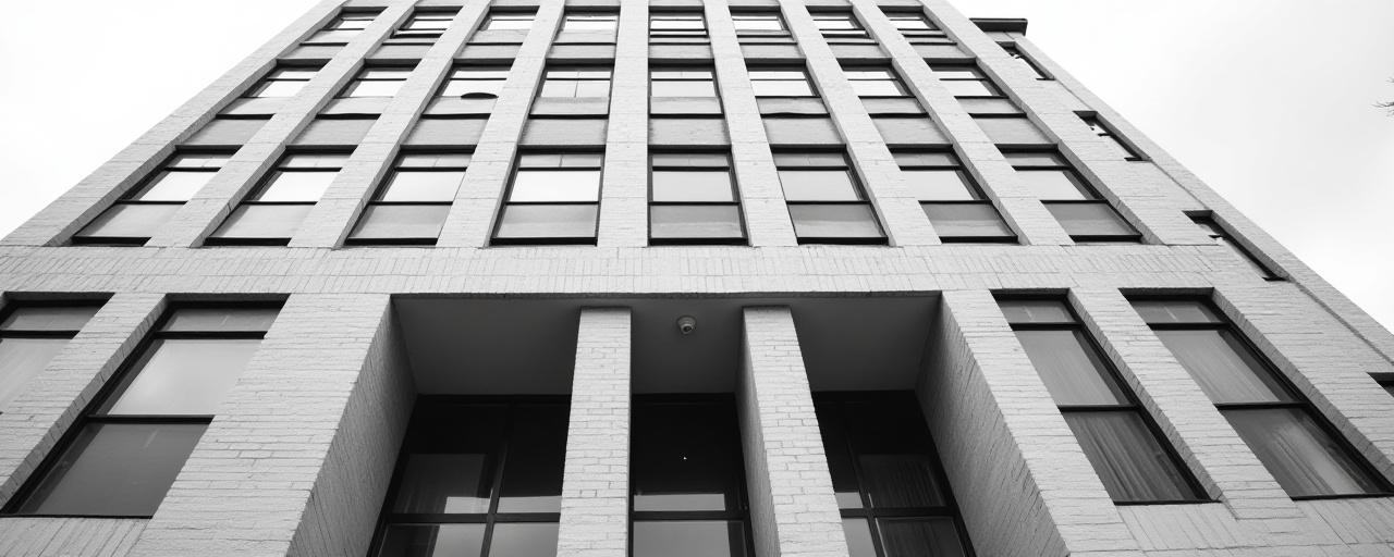 Overhead view of a minimalist modern New York office building architecture