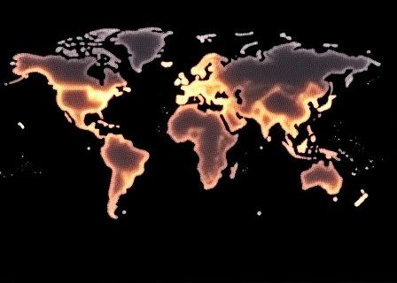 Satellite view of global trade routes with glowing logistics lines